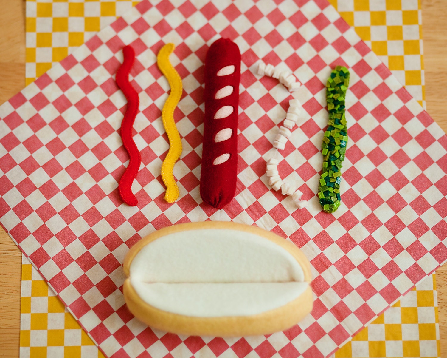 Felt Hot Dog Grill Set - Felt Food - Wool Felt