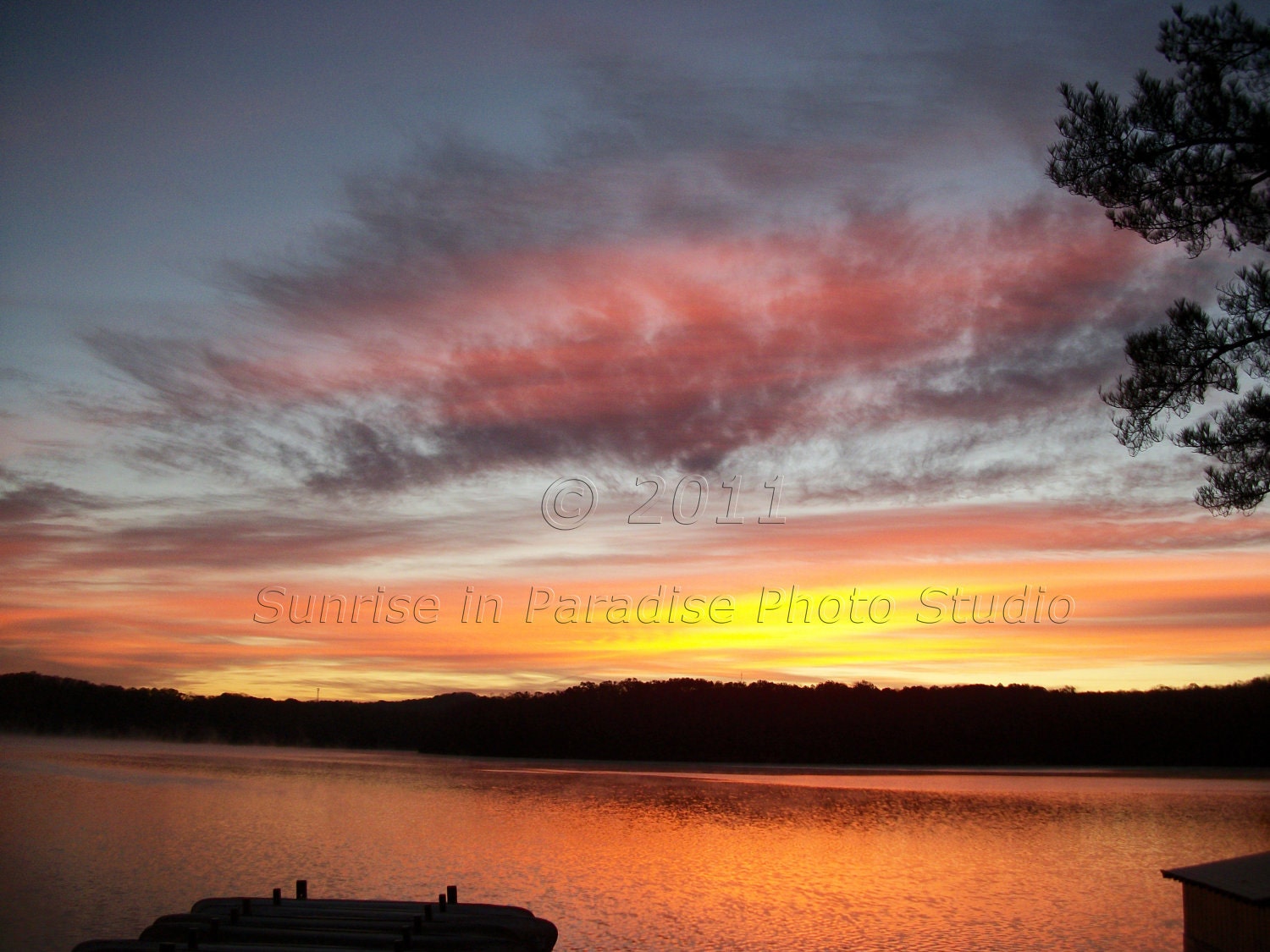 Sunrise photo  (SunRise over the lake)   (5x7 inch print)