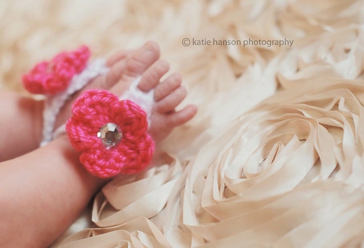 Instant Download - PDF Barefoot Sandals Crochet Pattern - 0 to 2T - Flower - Baby Sandals