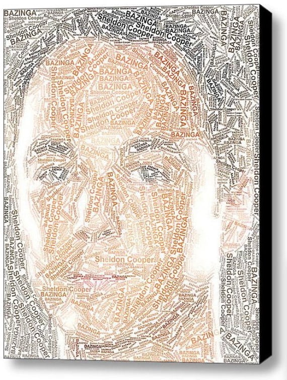 The Big Bang Theory Sheldon Cooper Bazinga Word Mosaic Framed 9 X 11 Print Limited Edition
