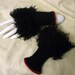 Gothic fingerless mittens Steampunk goth Punk gloves armwarmers black furry hand knitted womens clothing accessories