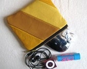 Shades of yellow small leather zip pouch