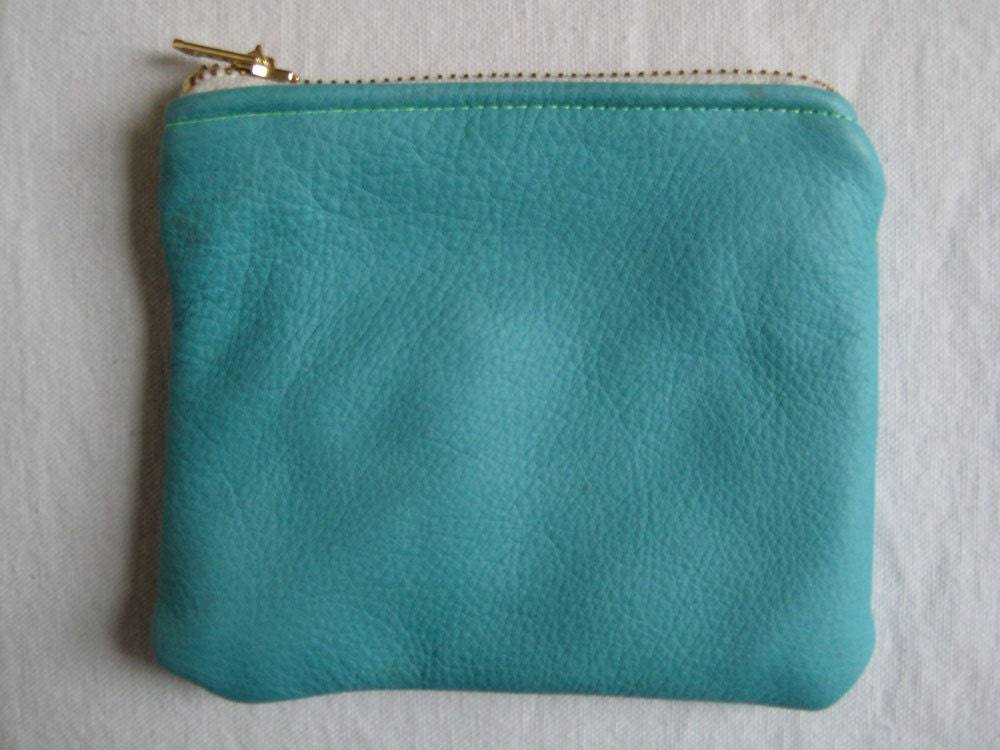 SALE: Sky blue coin purse/wallet leather pouch
