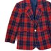 vintage boys 70s PLAID wool red navy BLAZER easter dress JACKET 4/5 S