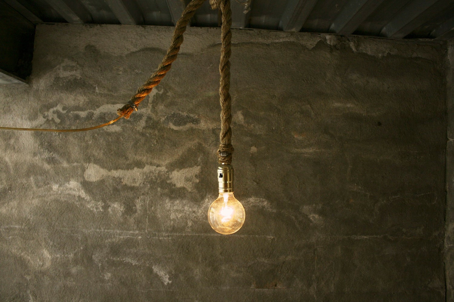 Hanging Lamp Chandelier Lighting Hanging Light Rustic Decor Shabby Chic Industrial Light - Rustic Rope Design