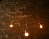 Chandelier Lighting Hanging Lamp Minimal Geometric Modern Brass and Porcelain Chandelier - Luke Lamp Co.