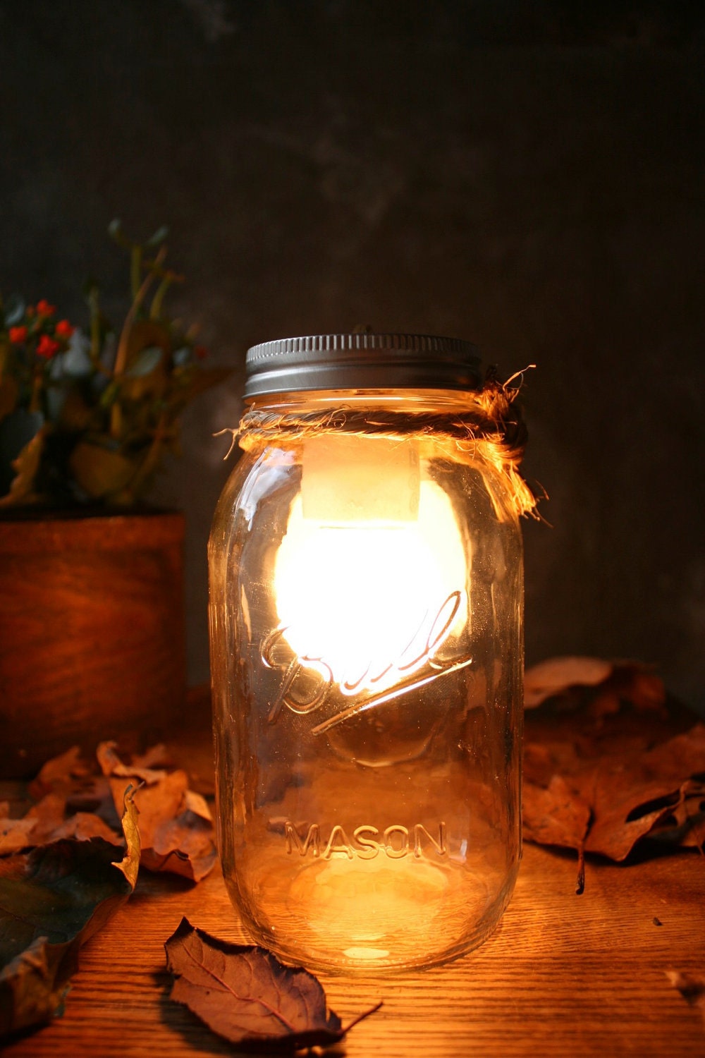 Mason Jar Lighting Glass Lamp Night Light or Desk Lamp - Minimalist Design