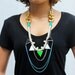 Walukar, neon tribal necklace with rope, triangles and layering chains