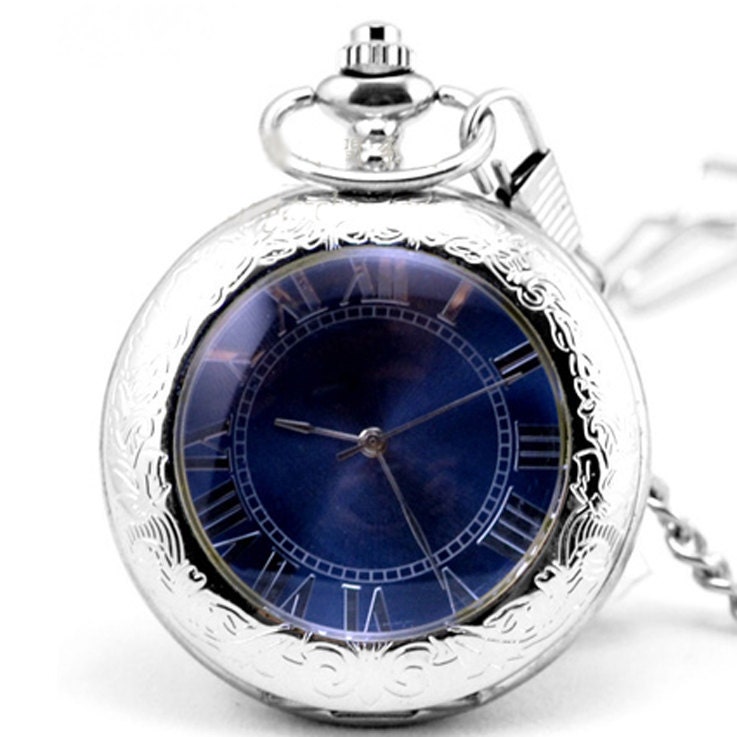 Mechanical Pocket Watch Mechanical Skeleton Chrome Pocket Watch Pendant Roman Number pocket watch264-997