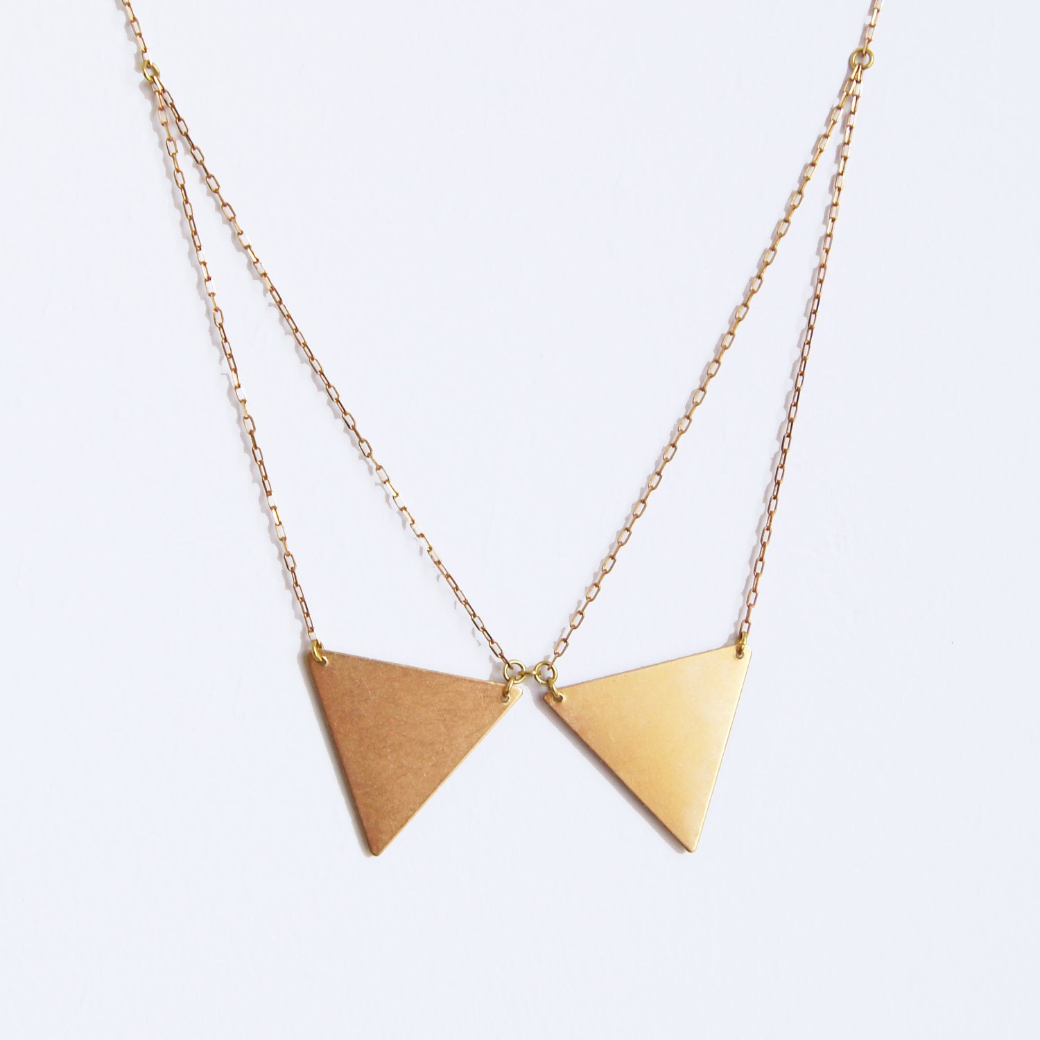 Gold Brass Large Triangle Point Peter Pan Collar Necklace Geometric