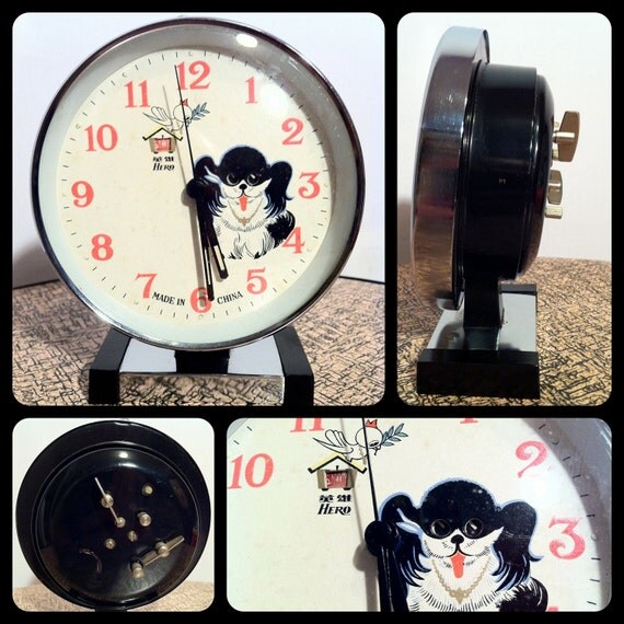 Vintage Alarm Clock Hero Pekinese Dog