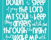 Nursery Art - The Lord's Prayer - Now I lay me down to sleep  - 8x10 Art Print -