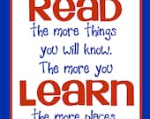 Dr. Seuss QUOTE - READ -Children Art Print - 8x10 - Dr. Seuss - Children Playroom