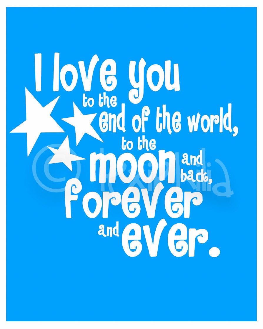 Nursery Art  - I love you to the moon and back - 8x10 Art Print
