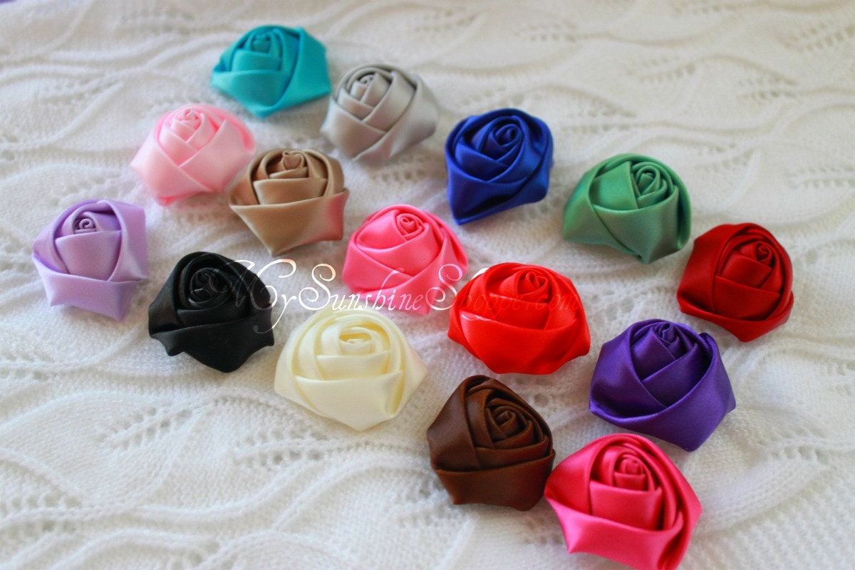 Satin Rolled Rosettes - Medium 1.5 inch - set of 34