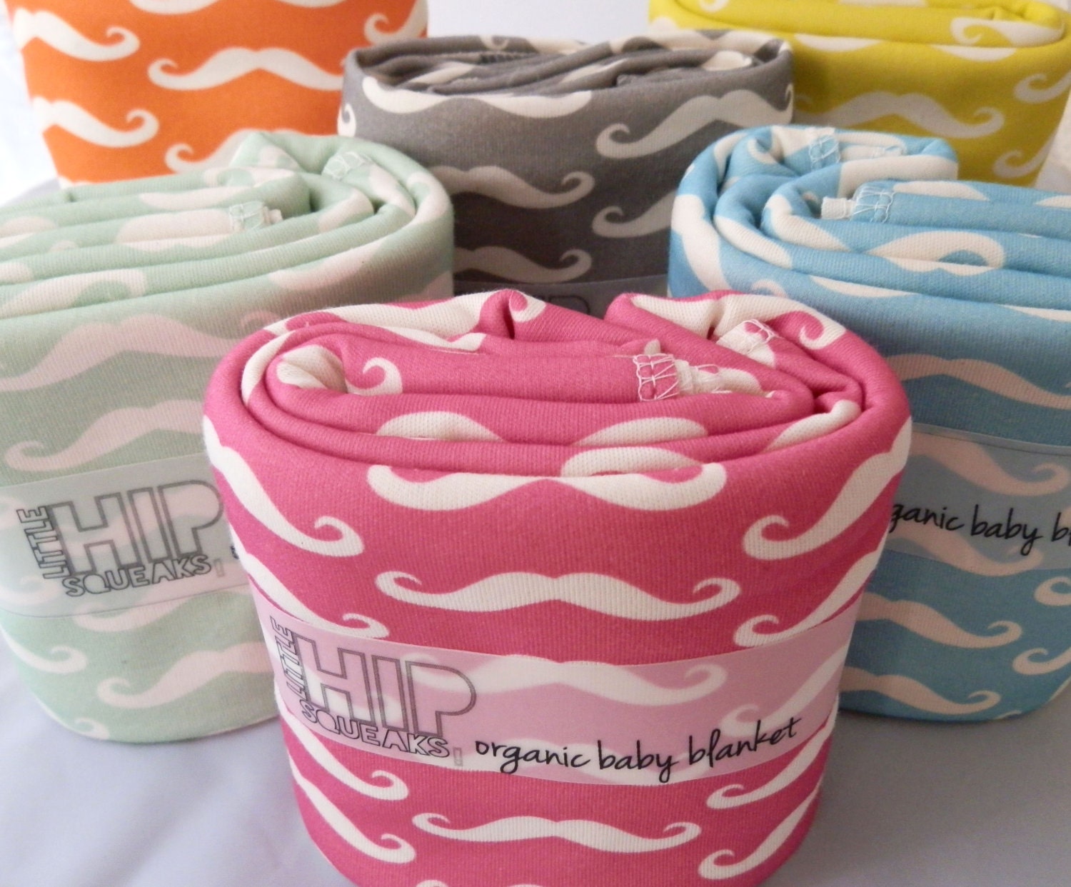 Mustache Baby Blanket, Choose Your Color, Organic Baby Bedding