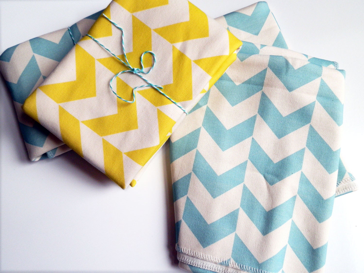 SALE, Baby Blanket, Pond Blue Jumbo Herringbone, Modern Organic Baby Blanket