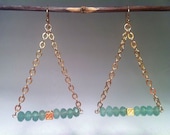 Gold & Aventurine 'Valencia' Earrings by Zanne