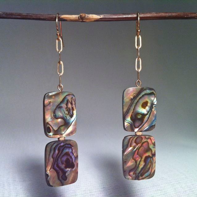 Gold & Abalone 'De La Plag' Earrings by Zanne