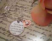 Hand Stamped Custom "The Love Between a Mother And Daughter is Forever" Copper Necklace Mothers Day