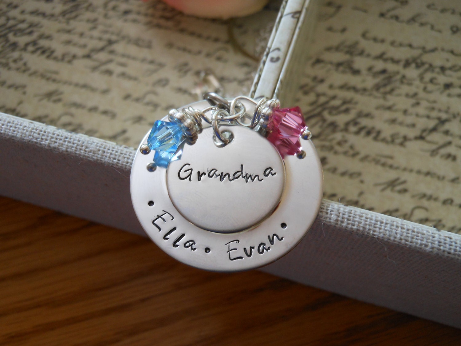 Custom Hand Stamped "Grandma" Necklace Personalized Mothers Day