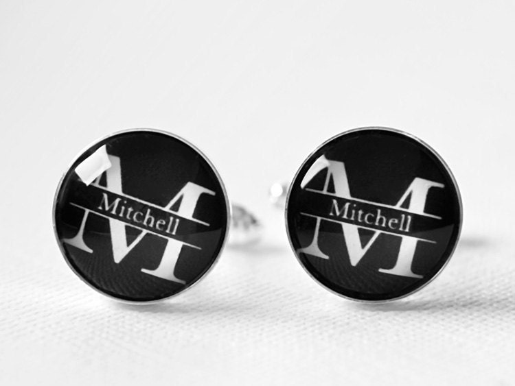 Monogrammed Cufflinks - Wedding Cufflinks - Set of 5 - Perfect for the Groom Groomsmen Graduate or Fathers Day