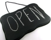 DIY Open Closed Sign - Hanging Black Chalkboard with Chain