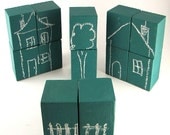 Green Chalkboard Blocks - Kids Toy - Set of 12 Building Blocks