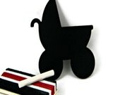 Chalkboard Baby Buggy Magnet - Vintage Style Pram Shape