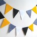 Wedding pennant flag banner, yellow grey black white, Birthday party decoration, Children's Room Decor, Photo Booth Prop, yellow gray - 8 ft