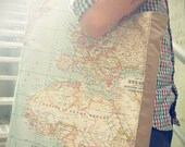 Summer Travel Blue World Map Printed Bag