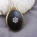 Victorian Locket Basse-taille Style Enamel on Brass Clear Stones