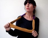 The tribal necklace - handmade in mustard and purple jersey fabric - birdienumnumshop