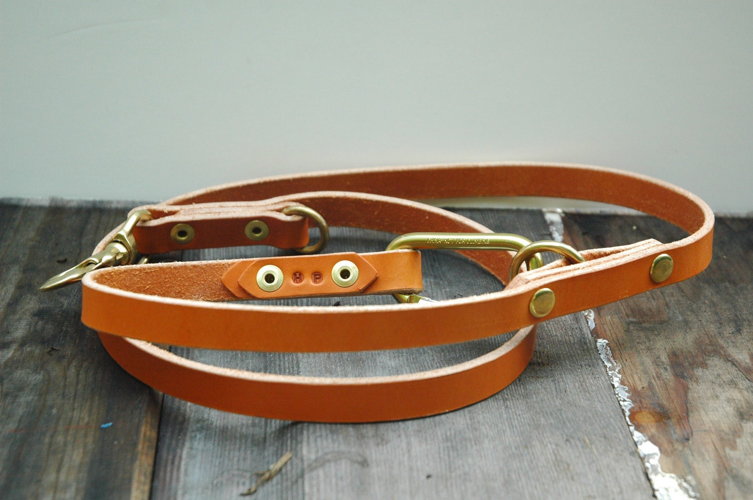 Chip-to-Chap leather dog leash with carabiner