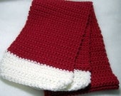Brick Red & White Crochet Winter Scarf