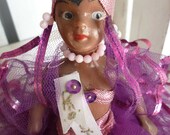 Vintage Mardi Gras Doll - Purple - Rio - Brazil - Carnival 60s - Souvenir