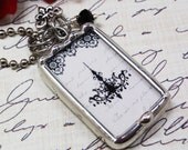 Black Chandelier Vintage Style  Mon Ami a Jamais- My Friend Forever In French Silver Soldered Charm Necklace