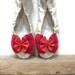 Fuchsia,Coral,Apricot Leather Bow Shoe Clips