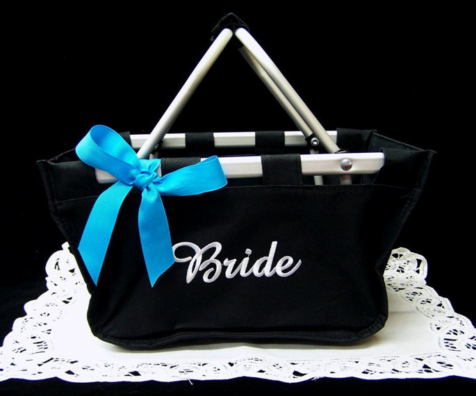 Market Basket Black Mini Collapsible Tote Bride Wedding