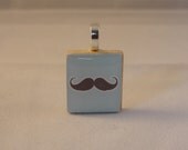 Brown Mustache Light Blue Background Pendant
