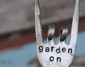 Garden On hand stamped Rock and Roll fork Garden Art - VintageGardenArt