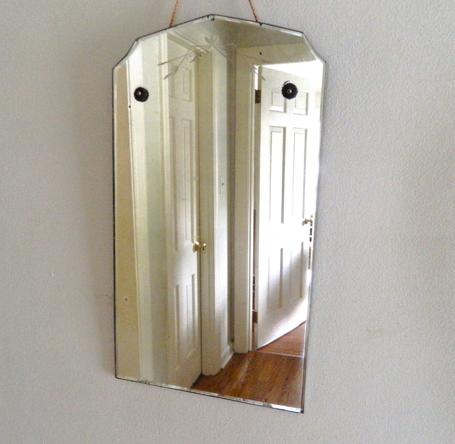Vintage Mirror Etched Beveled Frameless Shabby Chic