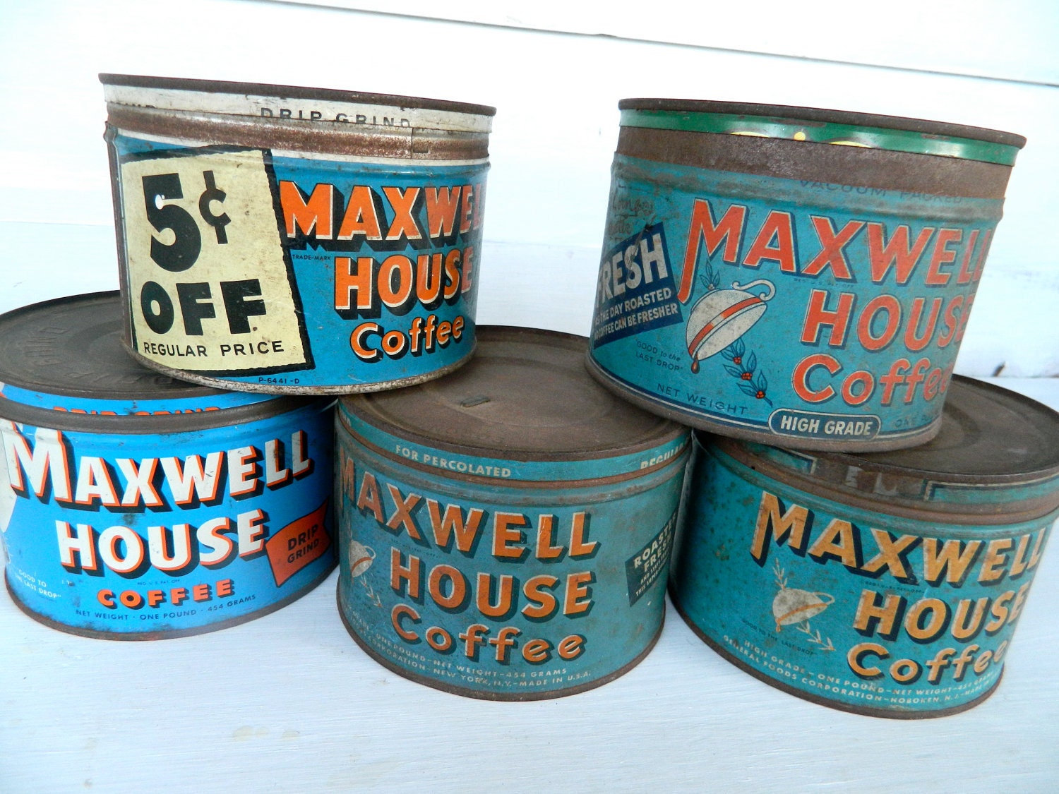 Vintage Coffee Cans Maxwell House by alwaysmaybevintage on Etsy