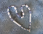 Blue and White China Beaded Necklace