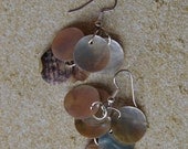Pierced Earrings Natural Shell Disk Clusters