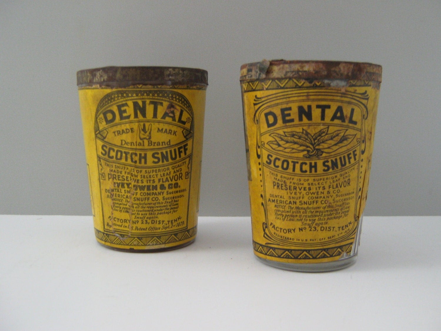 Items similar to Snuff Bottles Antique Glass Snuff Jars, American Snuff Co., Ivey Owen & Co