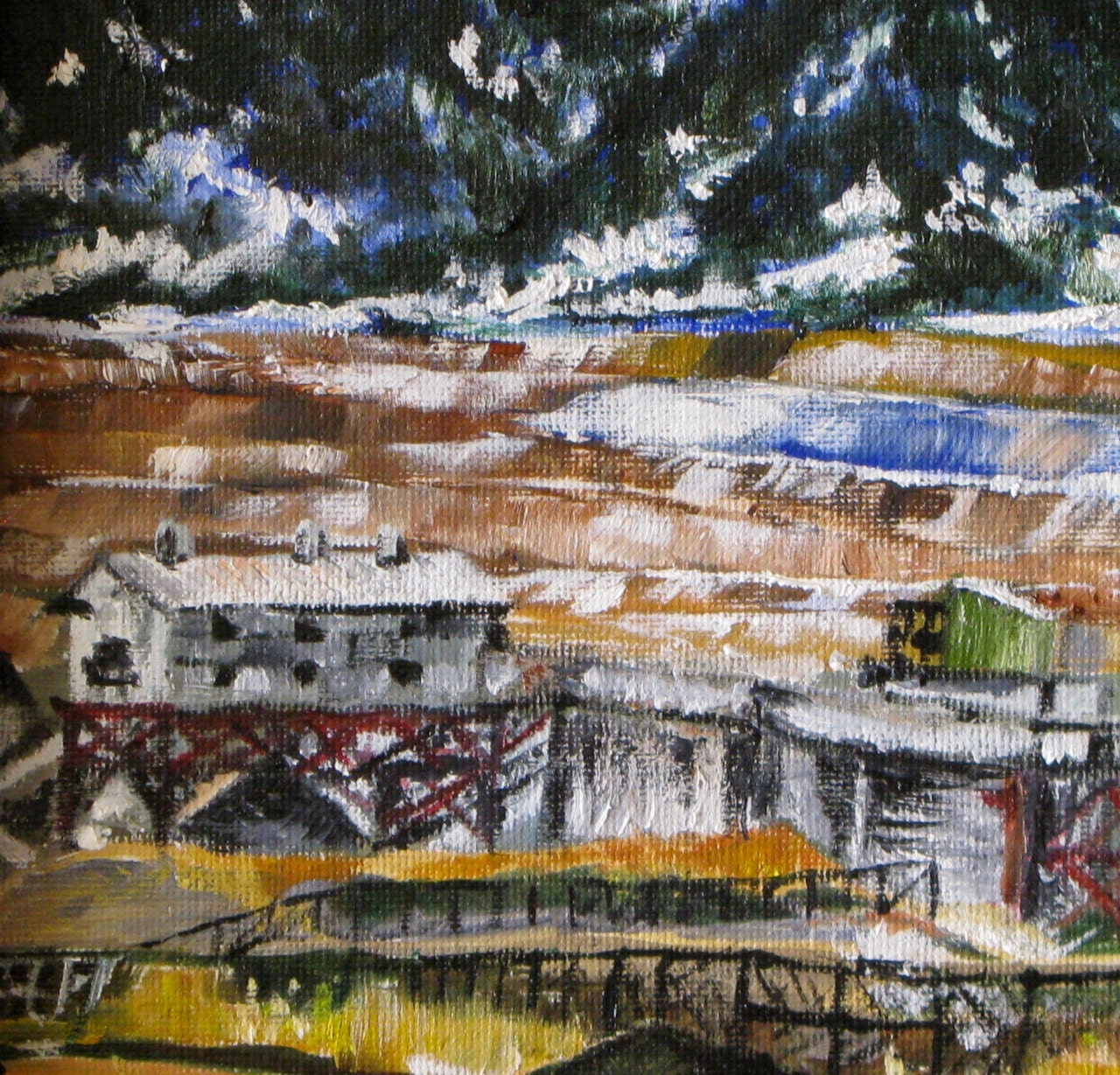 Berkeley Pit Mine, Butte, Montana, 8 x 10 original oil painting