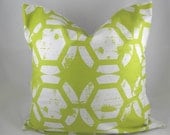 Honeycomb Chartreuse - Decorative Pillow Cushion Cover - Accent Pillow - Throw Pillow - Green, Lime -18 x 18 Inch