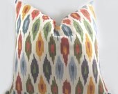 Schumacher - Decorative  Pillow Cushion Cover - Accent Pillow - Throw Pillow - Sunara Ikat - Orange, Spice, Muti - 16 x 16 inch