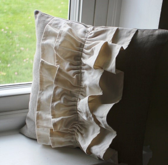 14x14 Ruffled Pillow Cover by KelsCozyCorner on Etsy